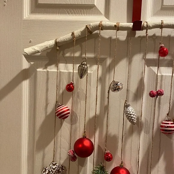 Festive Red and Silver Holiday Ornament Mobile - Picture 3 of 6